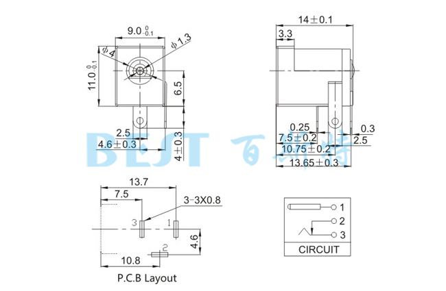 DC插座DC-005C參考圖紙